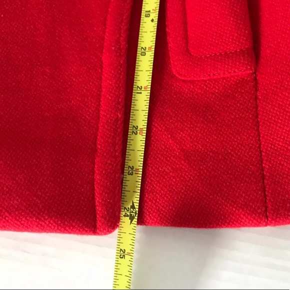 J.Crew | Bell Sleeves Double Breasted Belt Pea Coat Womens Size 2 Red Wool Blend - Picture 9 of 9